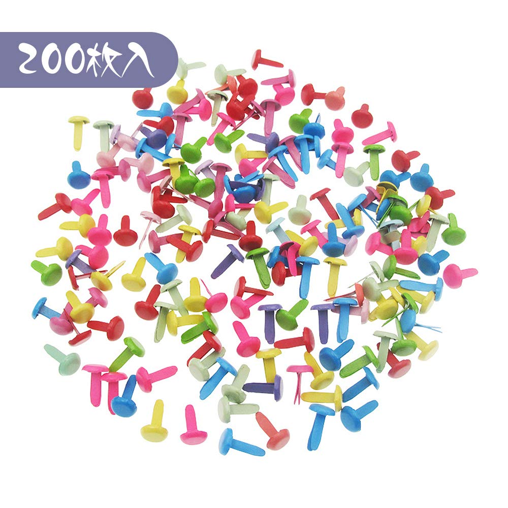 YFFSFDC Cotter Pins 8mm X 12mm Set of 200 Fasteners Pushpins Thumbtacks Mini Cotter Pins DIY Accessories for Document Mixed Colors Crafts,