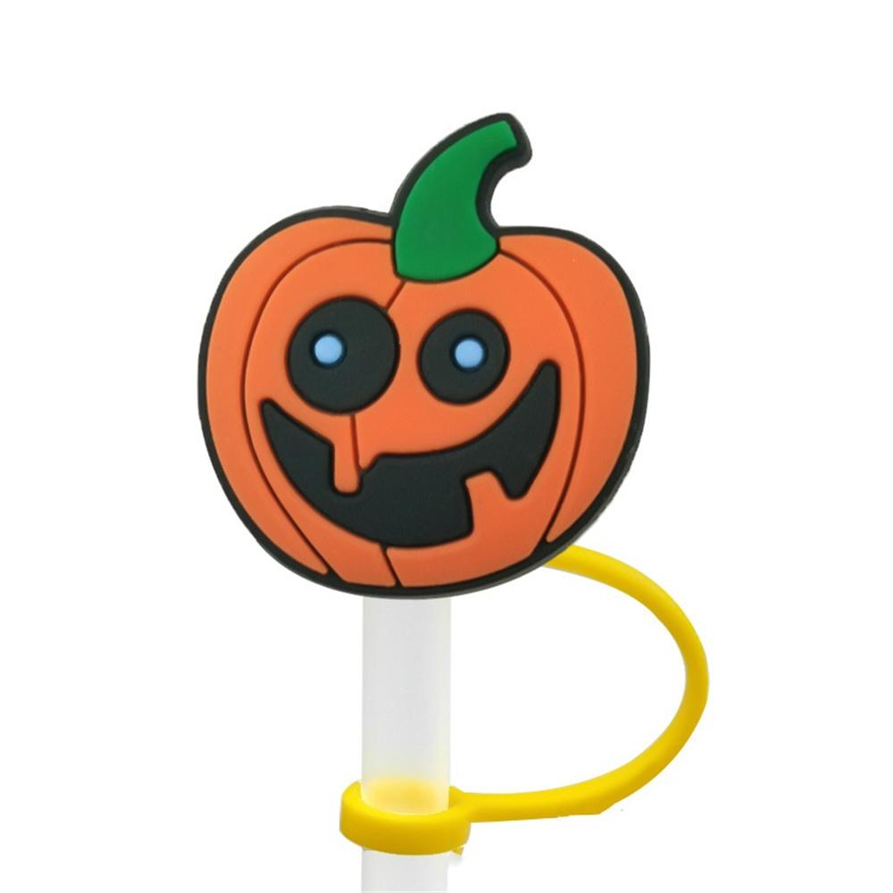 1PCS Happy Helloween Straw Cap PVC Helloween Gost Pumpkin Straw Toppers For Tumble Drink Decoration Straw Charms Straw Cover