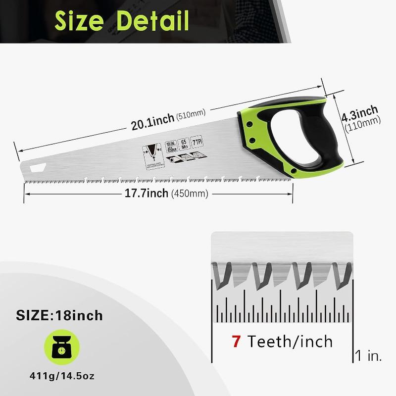 Ручная пила по дереву 14/18 дюймов, универсальная ручная пила, нескользящая эргономичная ручка, нержавеющая пила по дереву