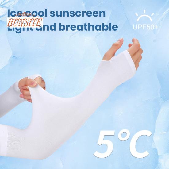 1 пара унисекс ледяных шелковых велосипедных рукавов с отверстием для большого пальца, сплошной цвет, защита от солнца, чехол для рук, бег, вождение, баскетбол, спортивные рукава