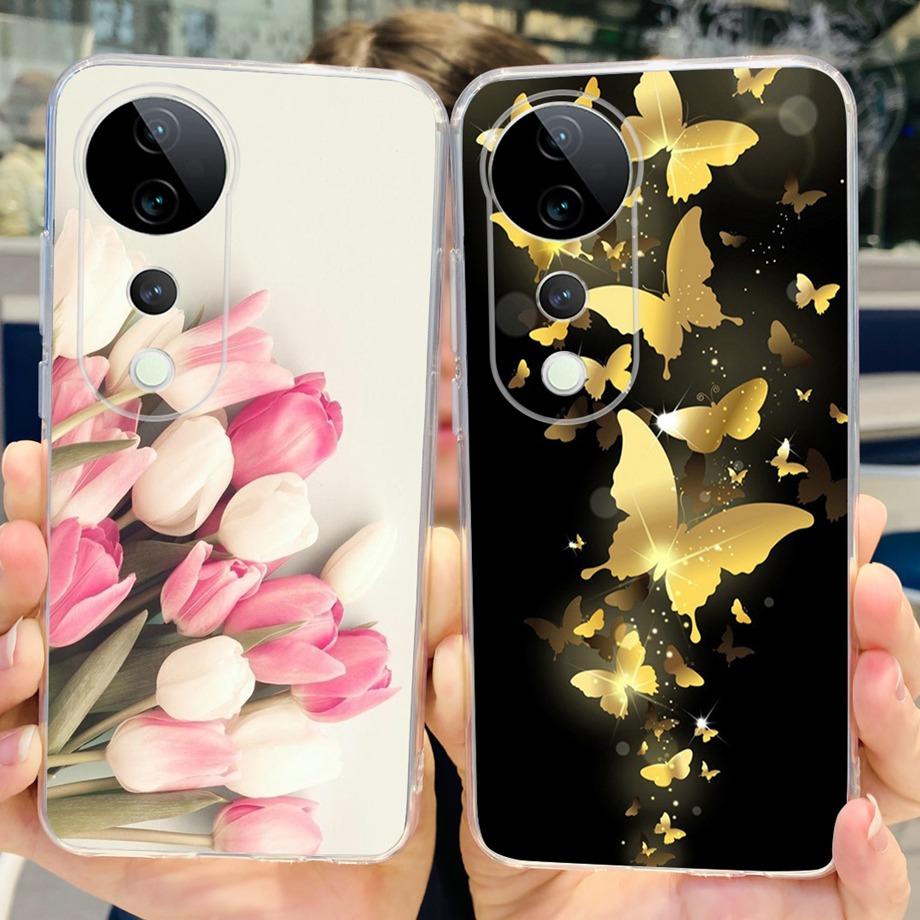 For Vivo V40 / V40 SE / V30 / V30 PRO / V30 Lite Back Cover Case Soft Clear Silicone Shockproof Protection Funda Women Fashion