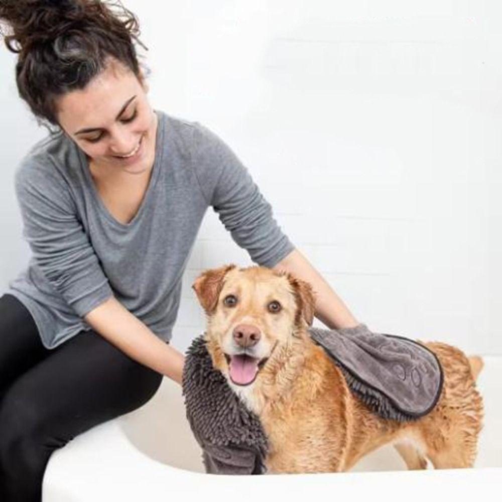 Dog Accessories Super Absorbent Pet Bath Towel Soft Foldable Pet Bath Robe Large Skin-Friendly Pet Cleaning Washcloth Pet Care