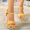 Women Sexy Poe Heels 10CM High Heels Women's Shoes Car Model Walking Show Steel Pipe Dance Shoes Crystal Sole Sandals LFD