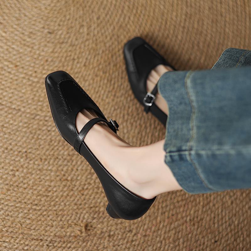 Krazing Pot Коровья кожа весна лето размер 41 низкий каблук женские легкие туфли квадратный носок неглубокие туфли-лодочки