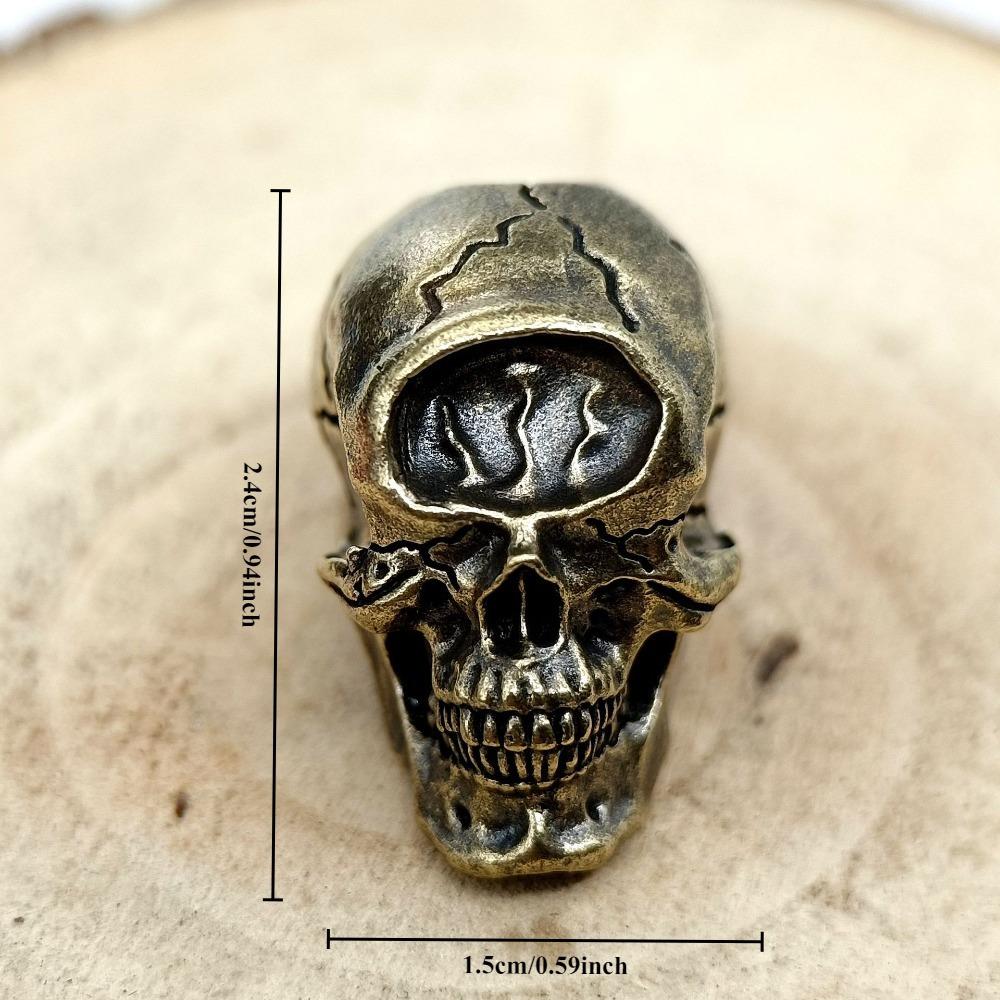 One Eyed Skull Head Brass Knife Beads EDC DIY Paracord Woven Bracelets Lanyard Key Chain Pendants Accessories Outdoor Tool Hangings Charms