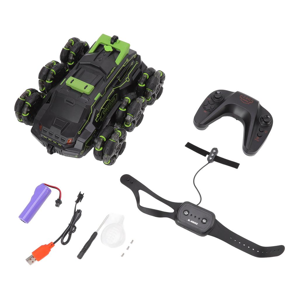 RC Stunt Car 2.4G Gesture Sensing 360 Degree Rotation Dual Remote Control Swing Arm 6 Wheels RC Off