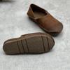 Retro Women Genuine Leather Shallow Flats Shoes Handmade Soft Sole Casual Round Toe Solid Color Loafers