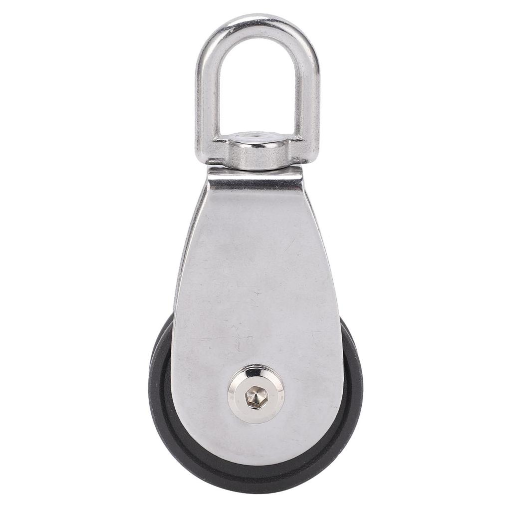 Stainless Steel Shell Dual Bearings Mute Pulley Block Nylon Wheel Groove 360 Degree Rotation