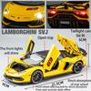 1/24 Scale Lambo Aventador SVJ63 Diecast Car Model Toy, Pull Back Toy Vehicle with Sound and Light for Kids Toddler Boys Girls Gift Collection