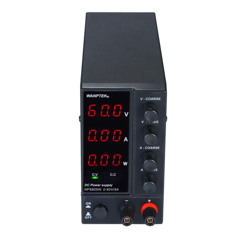 Импульсный источник питания постоянного тока WANPTEK NPS605W ​​0-60 В 0-5 А, 3-значный светодиодный дисплей, высокая точность, регулируемый
