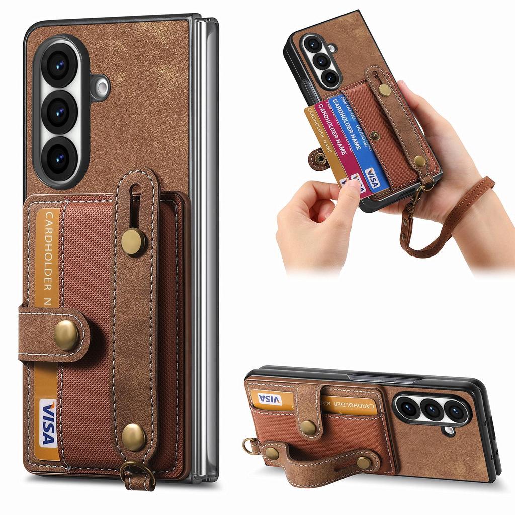Кожаный чехол-кошелек с отделениями для карт для Galaxy Z Fold7 - Многофункциональная складная защитная обложка для Samsung ZFold6