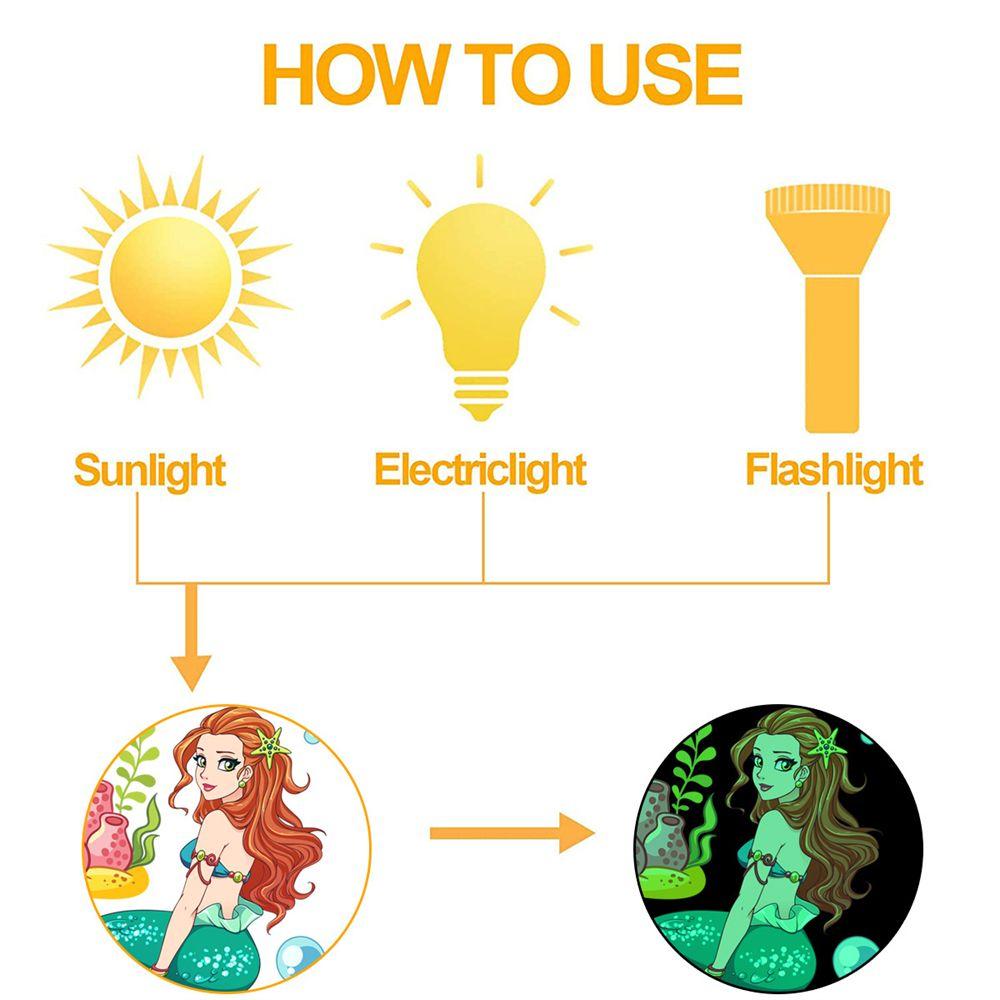 Light Glow In The Dark Mermaid Fluorescent Star Decals Sleeping On Moon Luminous Wall Stickers