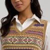 Polo Ralph Lauren Fair Isle Pattern V-Neck Loose Sleeveless Knit Sweater Women Tops Multicolor WMLRSWESCM20039-999