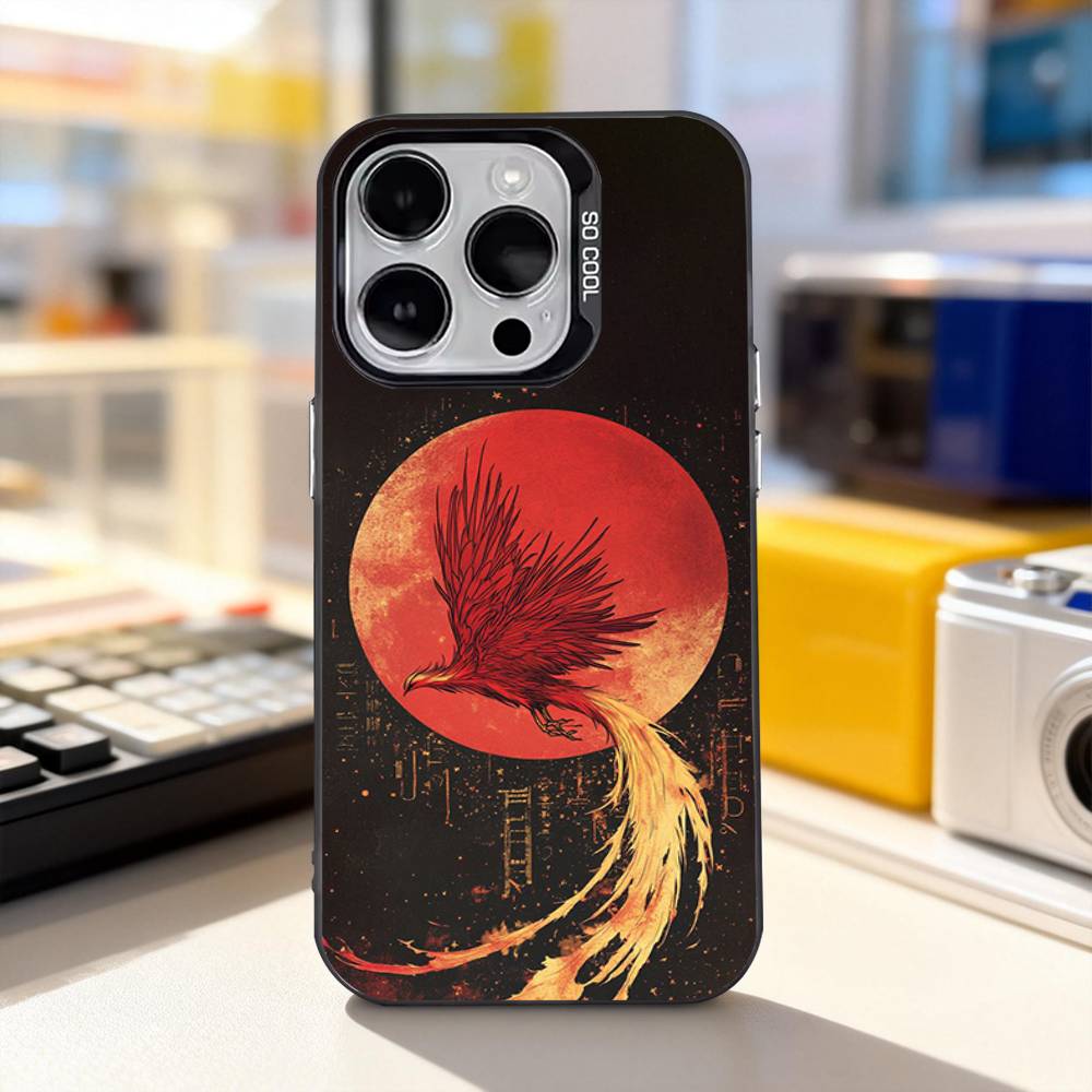 Myth Art Cool Phoenix For iPhone 17,16,15,14,13,12,11,Pro,Max,Plus,E,Air,Mini Anti Fall Black Matte Hard Bumper Phone Case