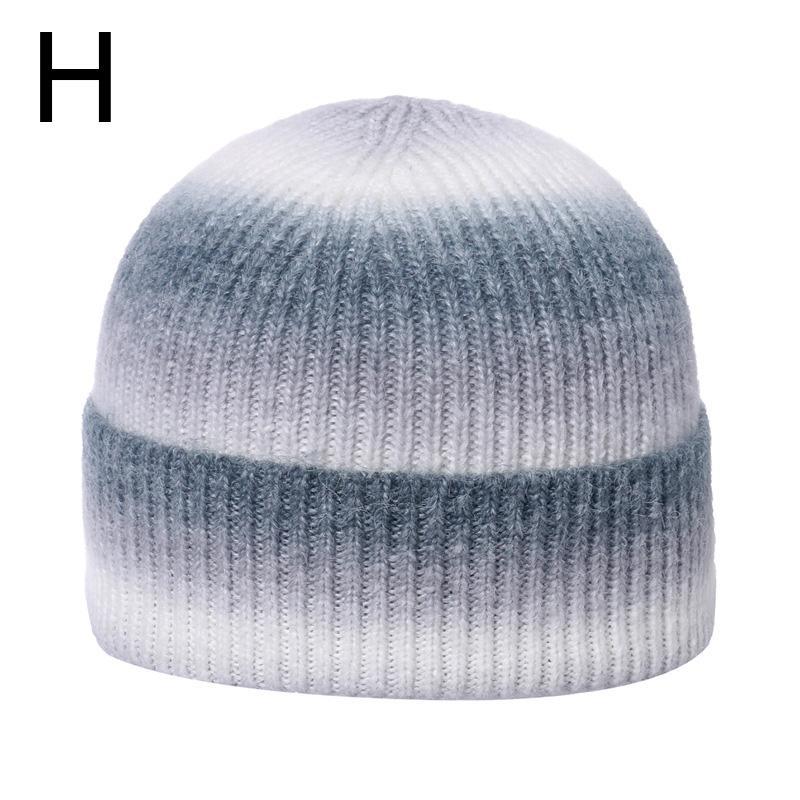 1Pc Ski Caps Thicken Knitted Hat Winter Hip Hop Slouchy Women/Men Soft Harajuku Style Outdoor Tie Dye Color