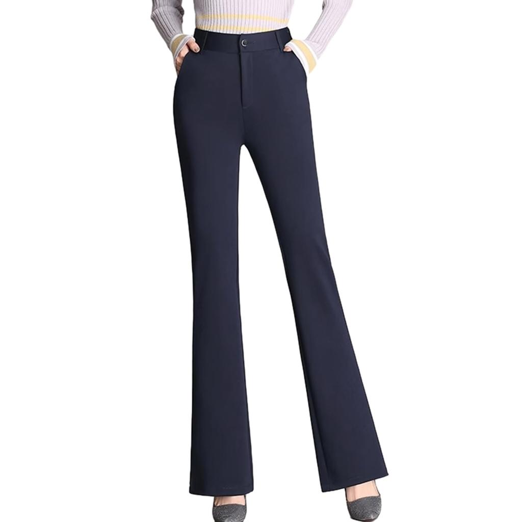 NONELECEDOLE Suit Straight Flare Retro High Solid For Everyday Autumn Women's Pants, Pants, Style, Simple, Waist, Slimming, Color, Fashionable,