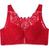 Gathered Adjustable Wire-Free Front-Hook Plus Size Bra with Large Cup and Rose Beautiful Back Lace Sexy Lingerie