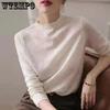 Women's Half High Collar Bottom Shirt Solid Color Knitted Sweater Long Sleeve Sweater
