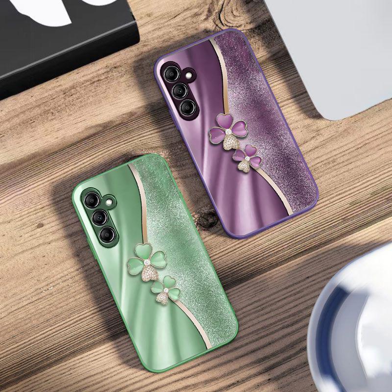 Роскошный Четырехлистник Для Samsung Galaxy A14 4G 20 30 52 20S 21S 22 A32 33 34 42 50 51 53 54 70 71 72 73 5G Стеклянный Чехол для Телефона