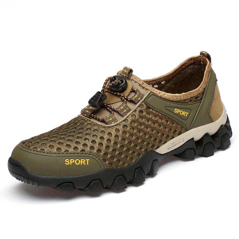 Summer Breathable Mesh Hiking Shoes Men Hot Sale Non-slip Men Trekking Shoes Outdoor Sport Khaki Quick-drying Men Hiking Sneaker