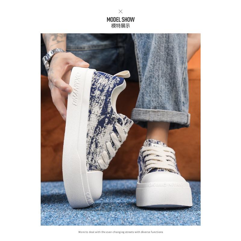 Men S Thick Sole Breathable Canvas Casual Sport Sneakers