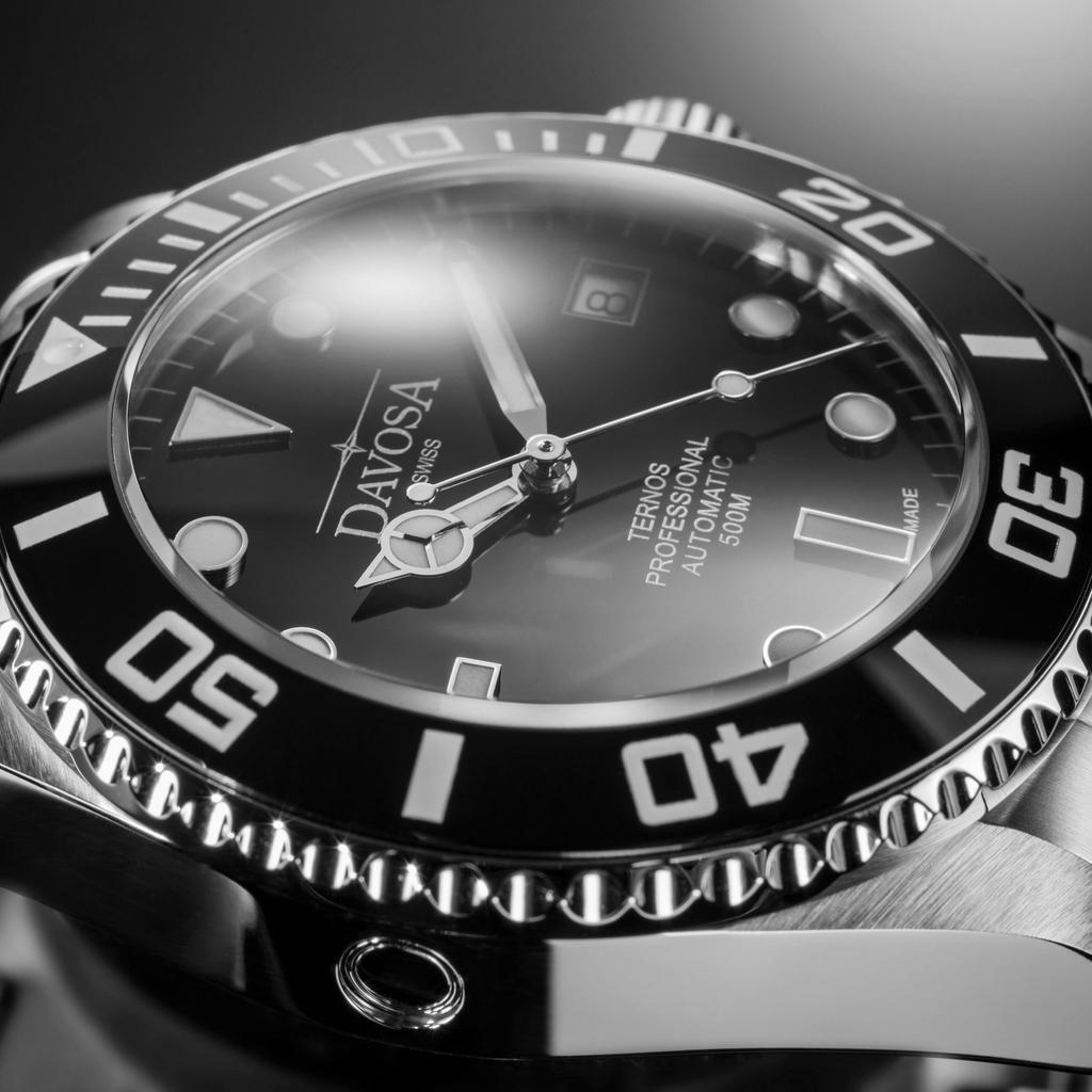 Механические автоматические часы 50 ATM водонепроницаемые Ternos Professional Silver [Davosa] 161.559.95 мужские