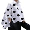 Hem Large Size Patch Women Pocket Side Sleeve Split High Low Shirt Summer Dot Print Loose Shirt