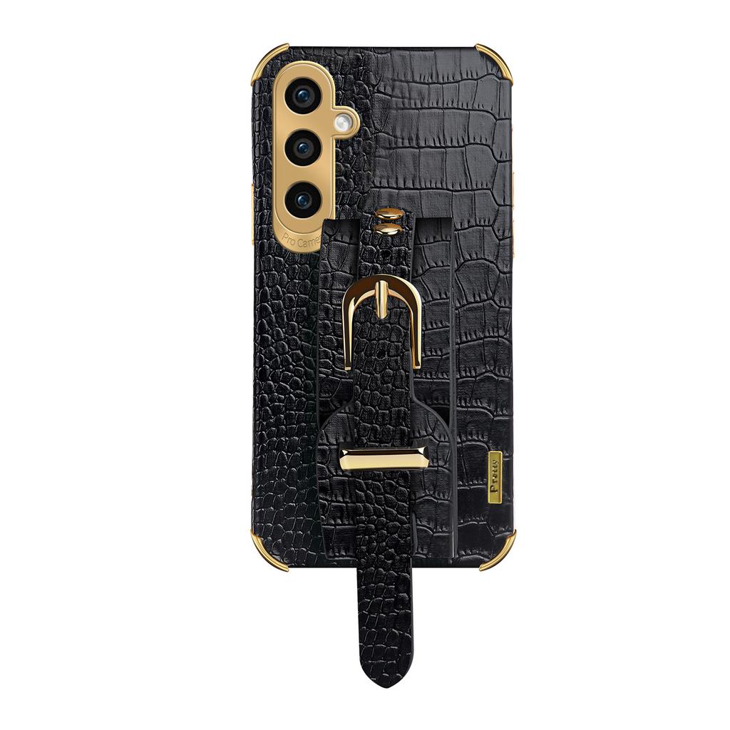 For Samsung Galaxy A15 4G/A15 5G Cell Phone Case Crocodile Texture Wristband Kickstand Back Cover