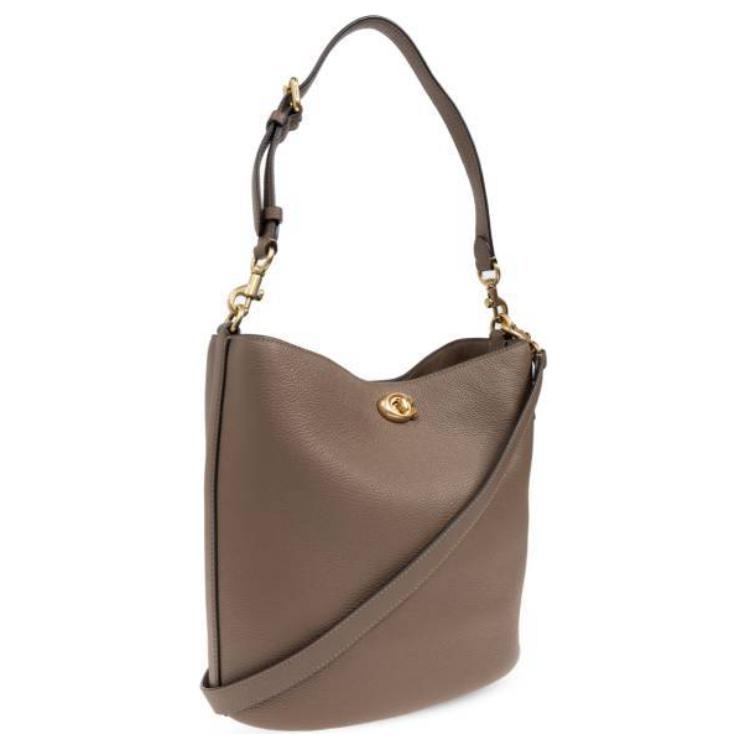 New COACH Willow Litchi Grain Leather Bucket Bag, Portable Crossbody Bag, Shoulder Bag Tubas Women's Brown CW624-B4CBD