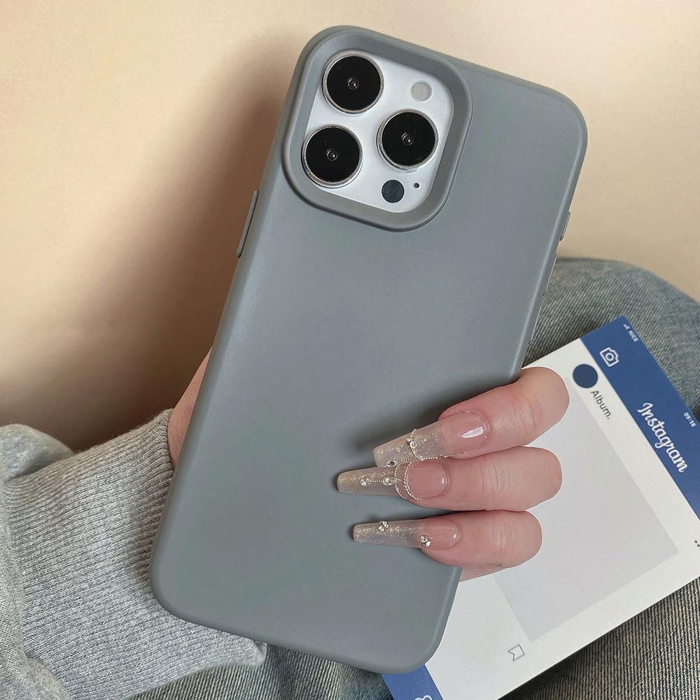 Подходит для Apple 16pro Силиконовый противоударный чехол для мобильного телефона iPhone 13 Простой однотонный 15 Полностью закрывающий матовый защитный чехол