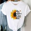 Tee Top Fashion T Shirt Clothing 90s Sweet Flower Letter Style Casual Short Sleeve Women Print Lady Female Graphic T-shirt