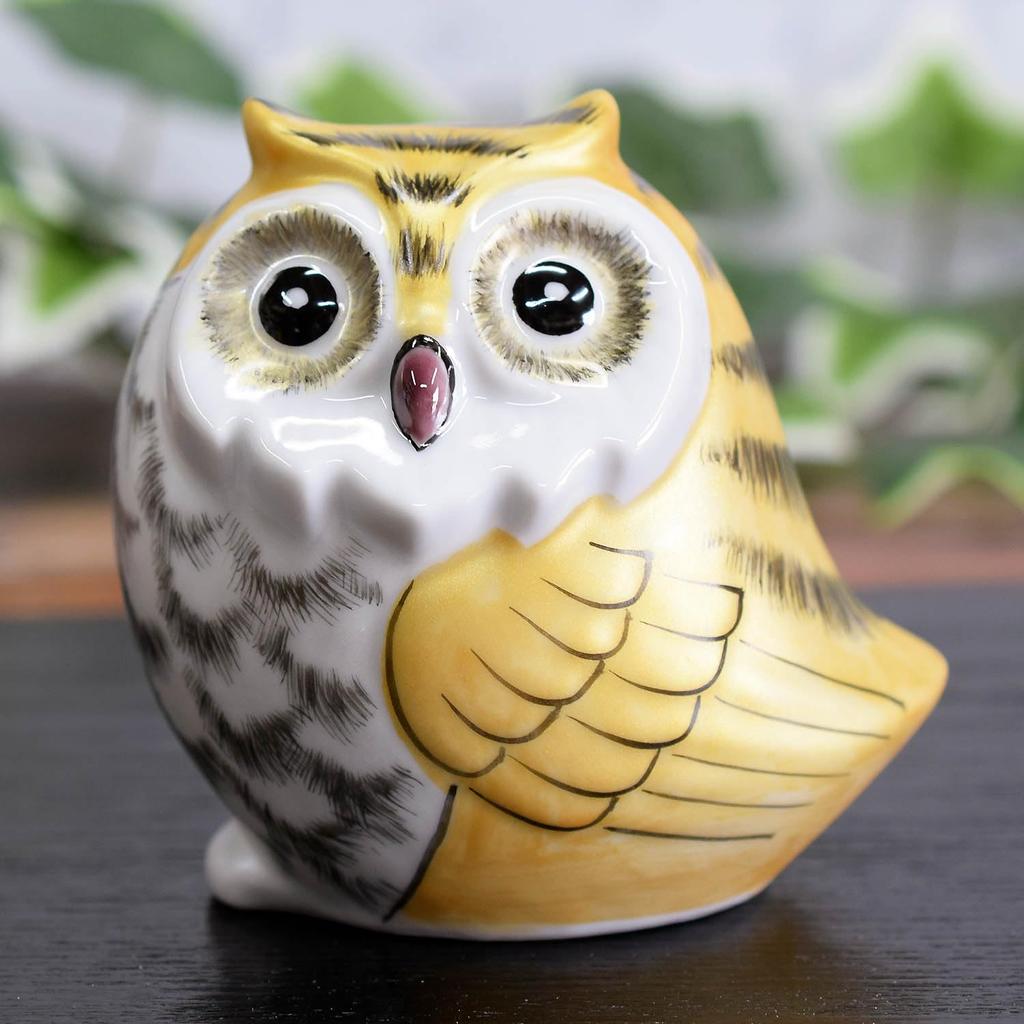 Stylish Kutani Ware Owl Figurine from Waza No A Perfect Gift for Bringing Good Luck and Interior Perfect for Celebrating and 77th Kura. Gold-plated