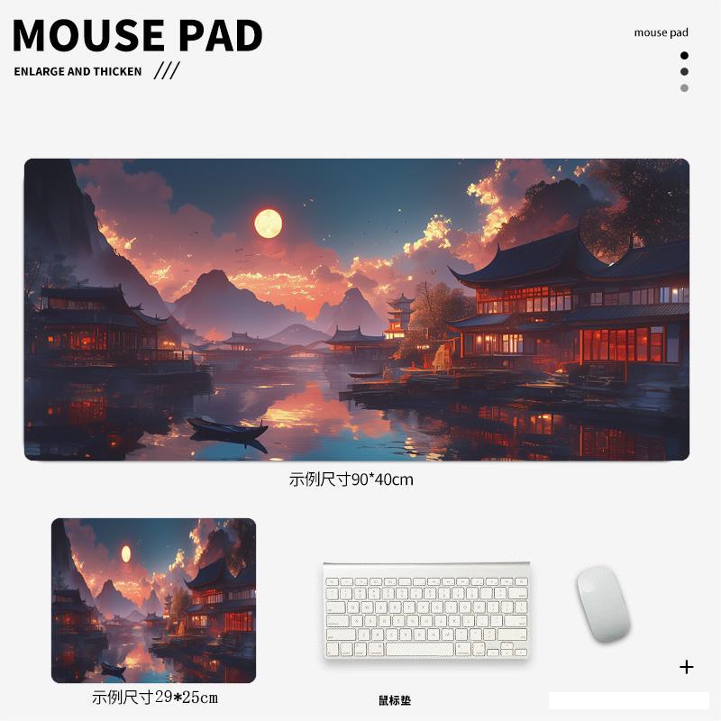 Mouse pad Chinese style landscape moonlight large size desk mat cool mousepad x antislip esports learning gamer desktop