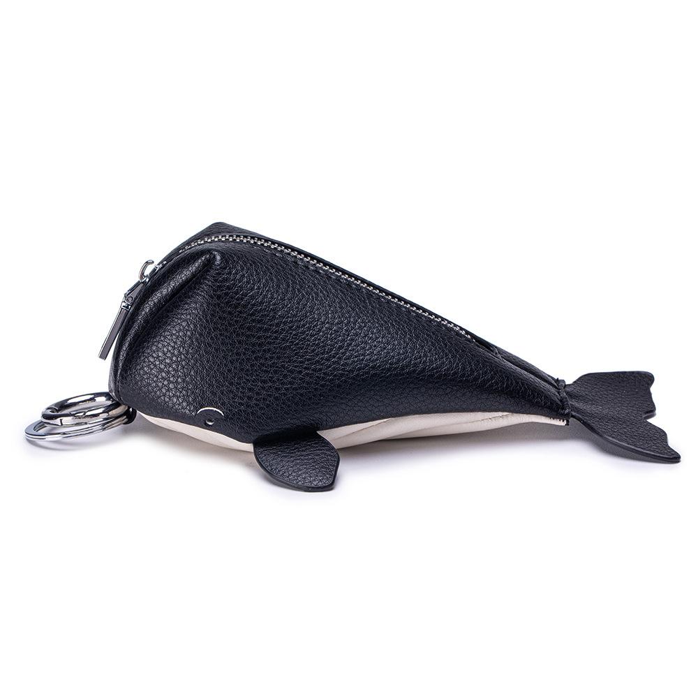 Cute Keychain Whale Coin Purses Key Wallets Leather Change Pouches with Zipper Closure Hanging Buckle Keyring Bag Charms