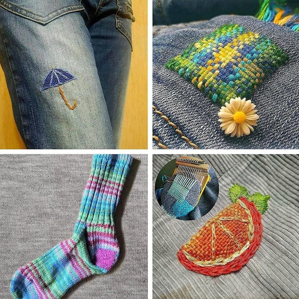 Wooden Frame Mini Loom Machine 12/14 Hook Metal Tool Small Woven Machine DIY Handcrafts Mini Size Darning Machine Mending Socks