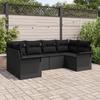 VidaXL 6-Piece Garden Sofa Set with Cushions Black Poly Rattan 3345503