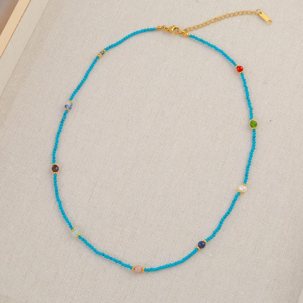 Ожерелье из натурального камня с бусинами для женщин - Роскошный чокер-цепочка на ключицу 2025