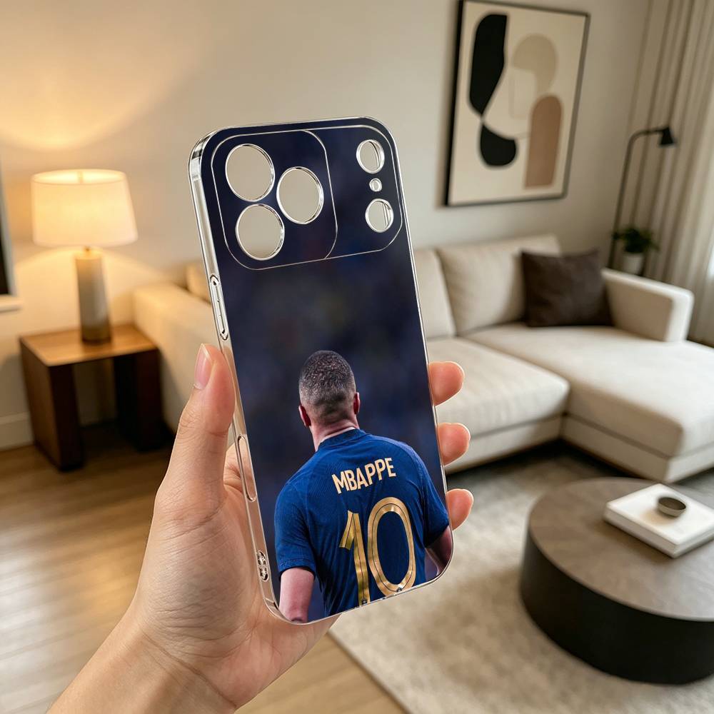 Чехол для телефона F-Football Star MbappeS-S для iPhone 17 16 15 14 13 12 11 Mini Pro Max Plus, прозрачный.