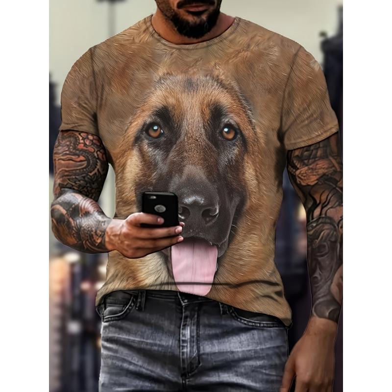 Мужская футболка с круглым вырезом и коротким рукавом с цифровым принтом в виде собаки, повседневные и шикарные топы, подходящие для лета