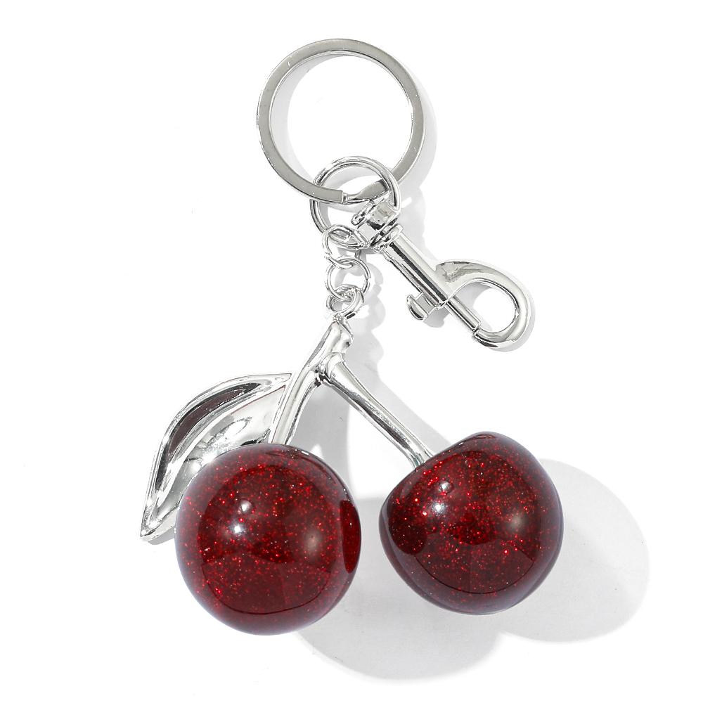 Fruit Cherry Bag Chain Charm Keychain Exquisite Red Cherry Key Chain for Women Bag Purse Pendant Accessories Gift
