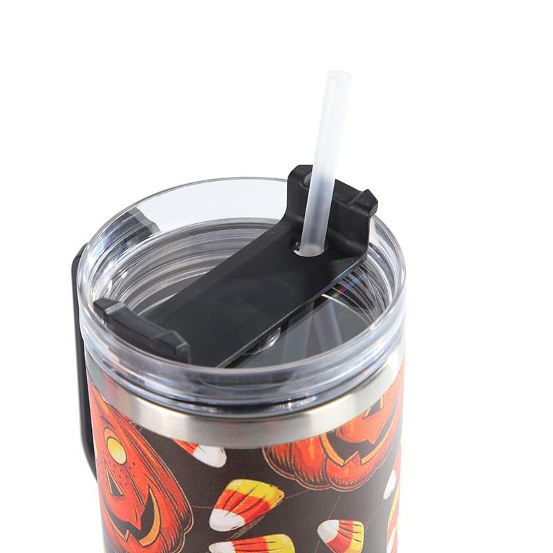 Halloween Series Stainless Steel Vacuum Insulated Tumbler With Handle Straw Portable Cold Hot Drinks