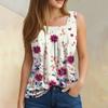 Женская летняя повседневная плиссированная футболка без рукавов с квадратным вырезом и принтом
