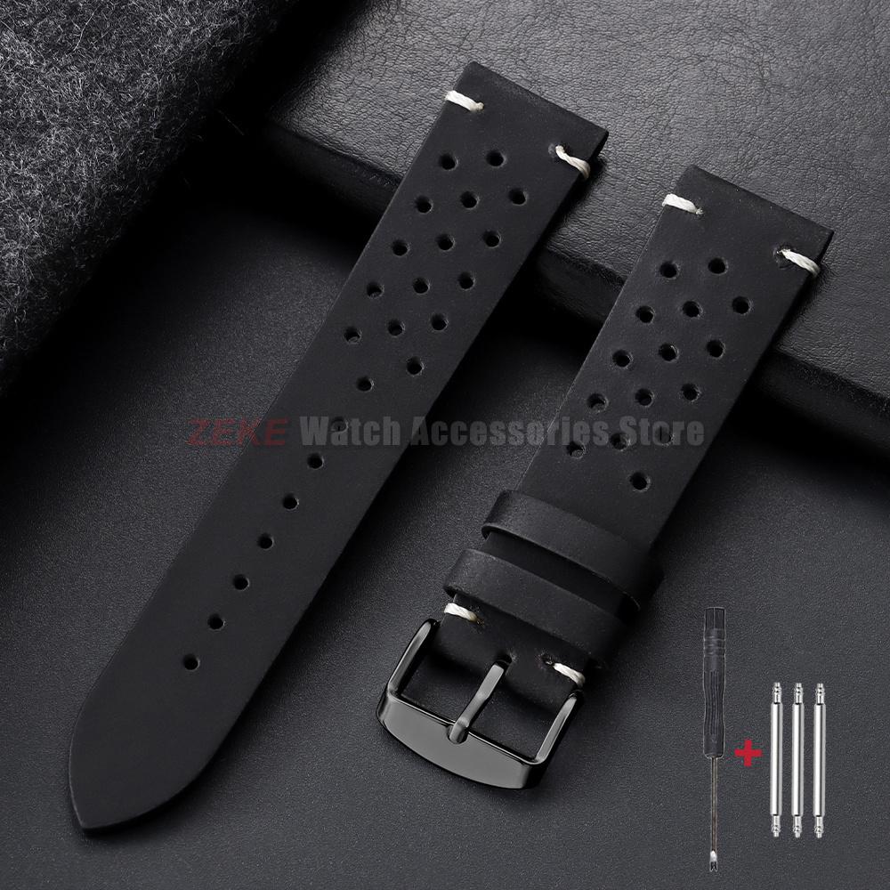 Watchband 18mm 19mm 20mm 21mm 22mm 24mm Handmade Stitching Cowhide Strap for Omega Men Perforated Breathable Wristband for Seiko