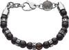Stainless Steel Black Agate Bead Bracelet with Mohawk Coin Lobster One Stainless Agate Men's Closure, Size, Steel,