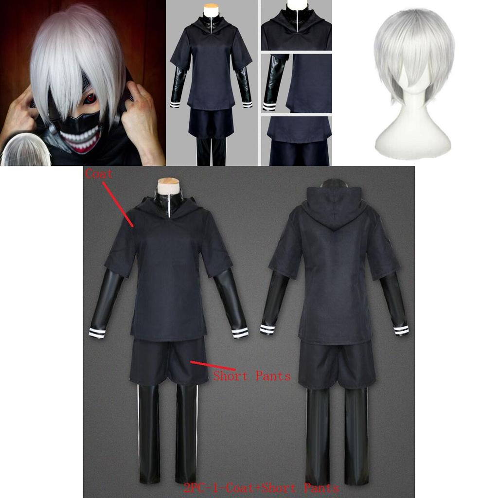 Элегантный костюм Канеки Кена из Tokyo Ghoul в полный рост с модным дизайном, идеально подходит для Хэллоуина и тематических вечеринок