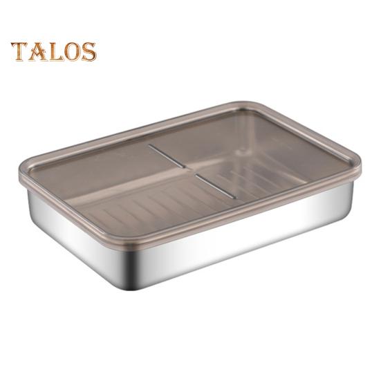 Refrigerator Stainless Steel Cheese Container Elevated Base Fridge Deli Meat Storage Box Kitchen Food Storage Container with Lid
