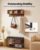 Coat Rack with Shoe Bench, 3-in-1 Shoe Coat Rack Combo Set with Hooks and Bookshelf, Steel Frame Hall Tree Entrance Storage Organizer Holder for