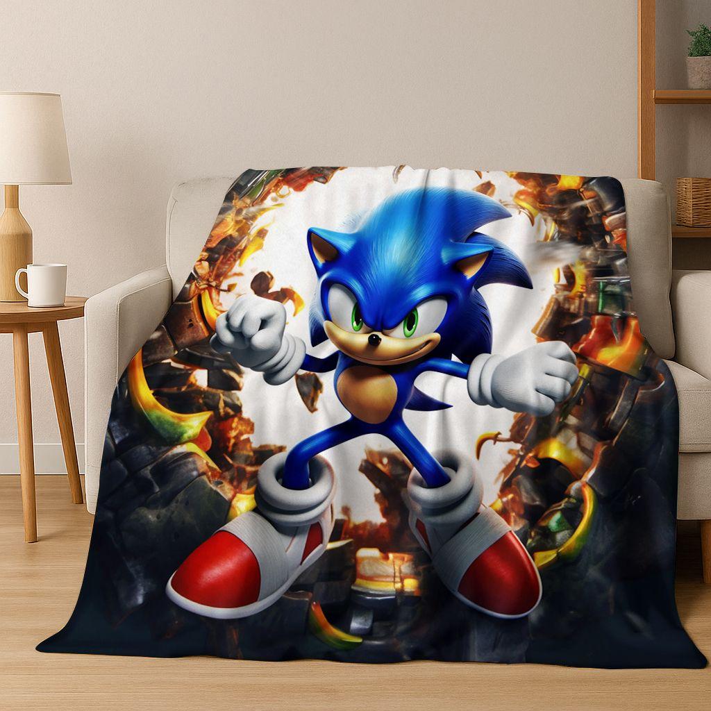 Классическое мультяшное фланелевое одеяло S-Sonic с изображением ежика, мягкое теплое плед-покрывало для кровати, спальни, комнаты, гостиной, путешествий, пикника, ребенка