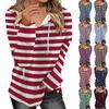 Women's Fashion Drawstring Long-sleeved Sweatshirt Loose  O-neck Casual Pullover Top