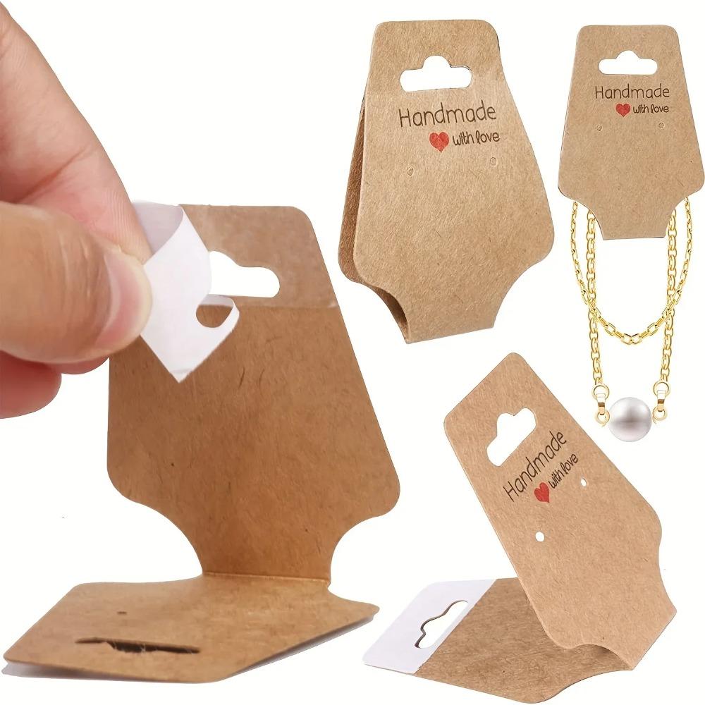 100pcs Kraft Paper DIY Jewelry Display Card Foldable Jewelry Packaging Card Jewelry Sale